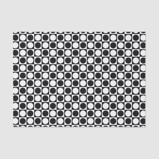 Black and White Squares and Polka Dots Tissue Paper (Front)