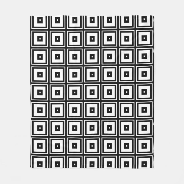 Black and White Squares Fleece Blanket (Front)