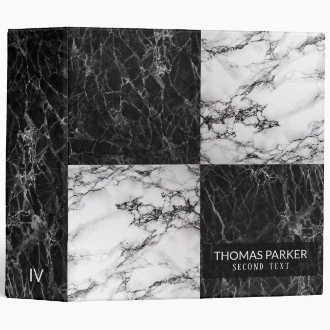 Black And White Squares of Marble Stone Binder (Front/Spine)