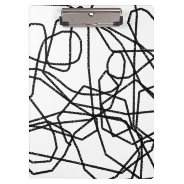 Black and White Squiggly Line Personalized Clipboard (Front)