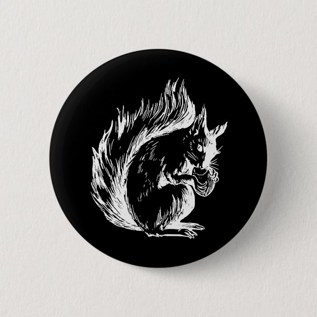 Black and White Squirrel Art 2 Inch Round Button (Front)