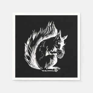 Black and White Squirrel Design Art Napkin