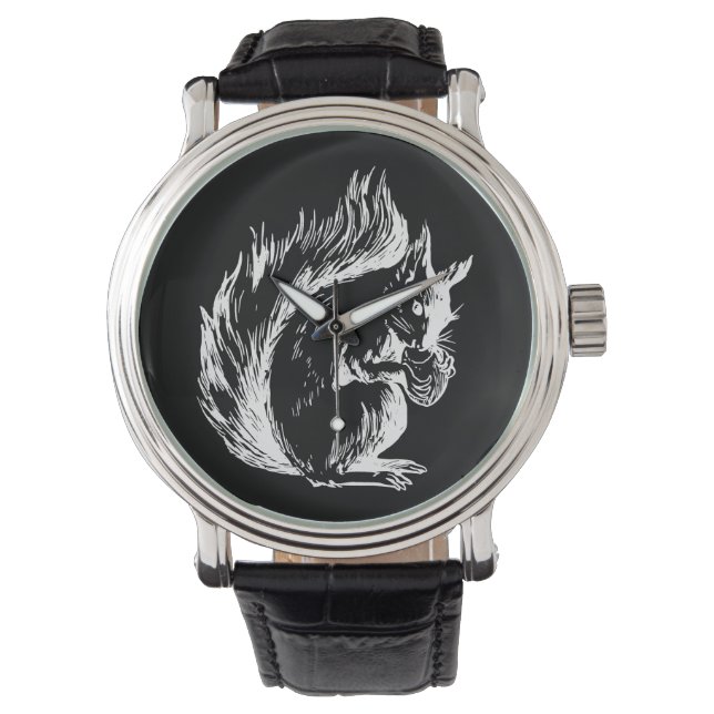 Black and White Squirrel Design Watch (Front)