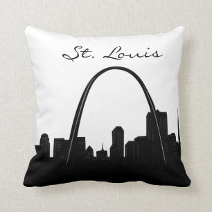 Black and White St. Louis Landmark Throw Pillow