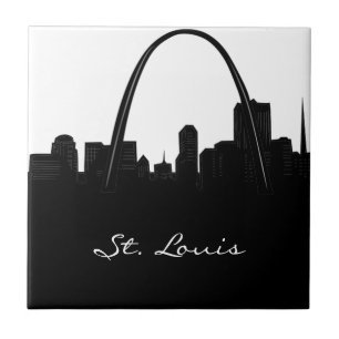 Black and White St. Louis Skyline Tile