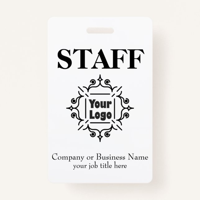 Black and White Staff ID with Custom Logo Badge (Front)