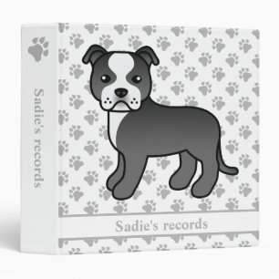 Black And White Staffie Cute Cartoon Dog & Text Binder