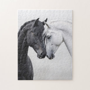 Black and White Stallion Horse Art Jigsaw Puzzle