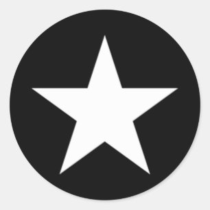 Black and White Star Classic Round Sticker