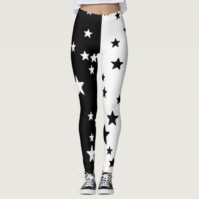 Black And White Star Leggings (Front)