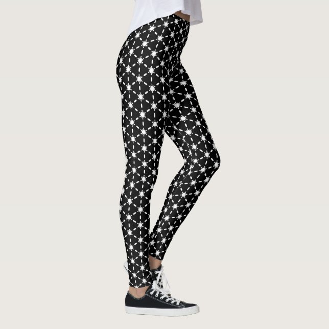 Black and White Star Pattern   Leggings (Right)