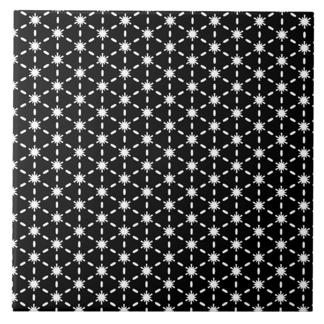 Black and White Star Pattern  Tile (Front)