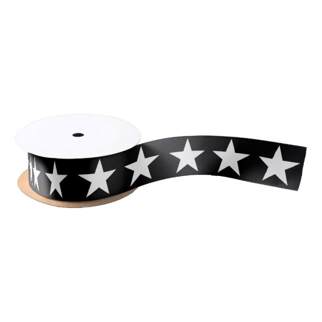 Black and White Star Satin Ribbon (Spool)