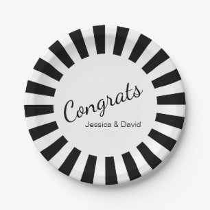 Black and White Starburst Stripes Any Occasion Paper Plate