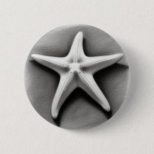 Black and White Starfish 2 Inch Round Button