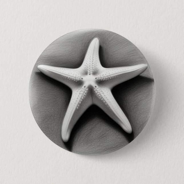 Black and White Starfish 2 Inch Round Button (Front)