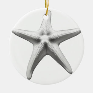 Black and White Starfish Ceramic Ornament