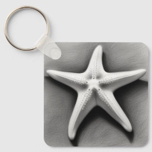 Black and White Starfish Keychain