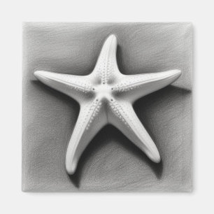 Black and White Starfish Magnet
