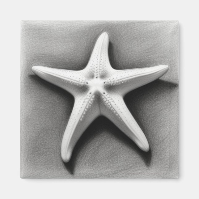Black and White Starfish Magnet (Front)