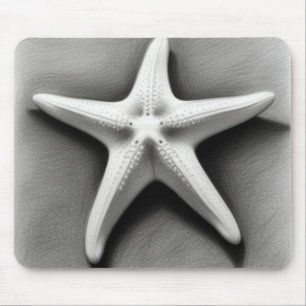 Black and White Starfish Mouse Pad