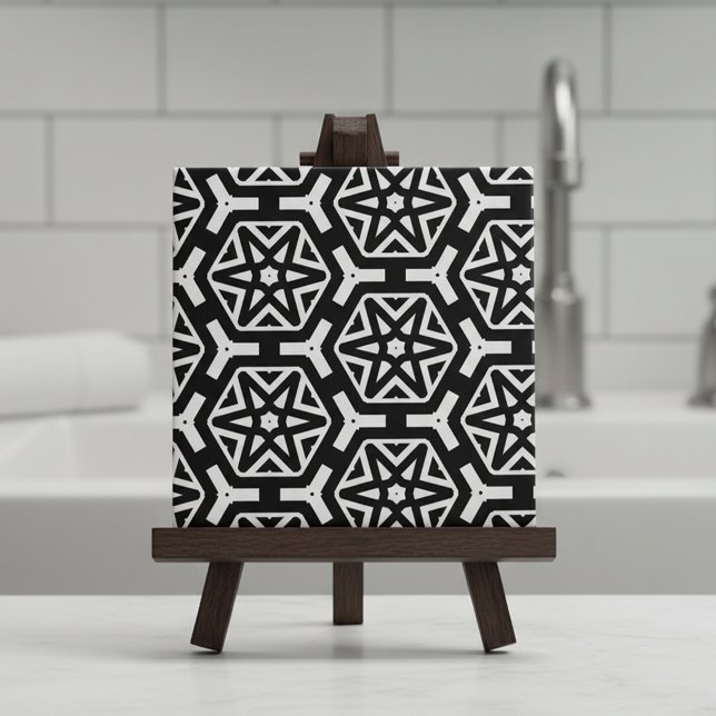 Black and White Stars and Hexagons Pattern Tile (Creator Uploaded)