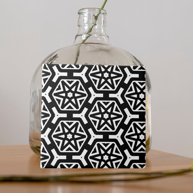 Black and White Stars and Hexagons Pattern Tile (Creator Uploaded)