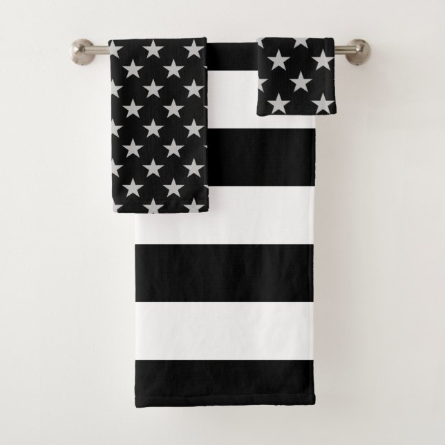 Black And White Stars And Stripes Towel Set (Insitu)