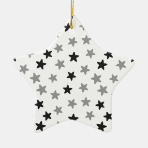 Black and White Stars Ceramic Ornament