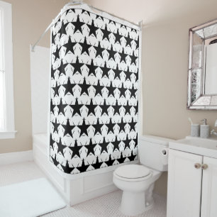 Black and White Stars Circle Geometric Pattern