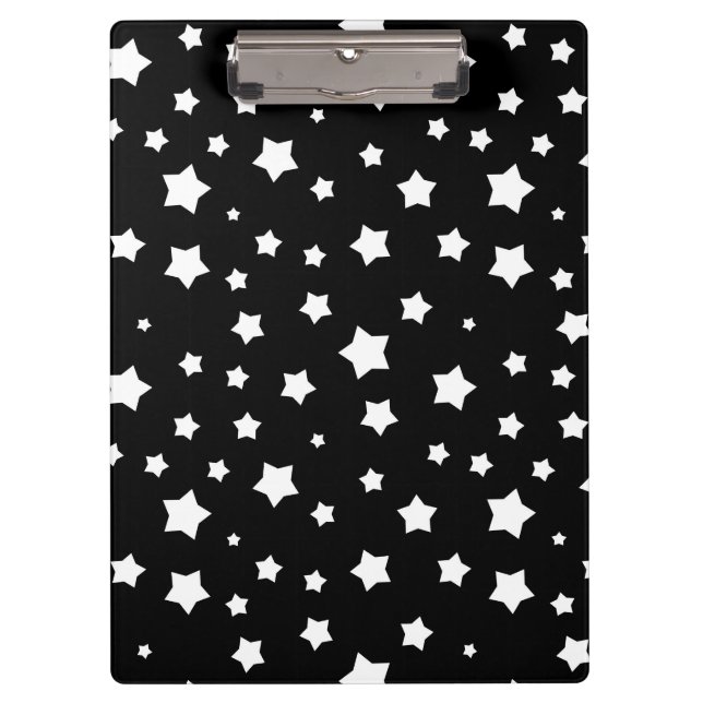 Black and white stars pattern clipboard (Front)