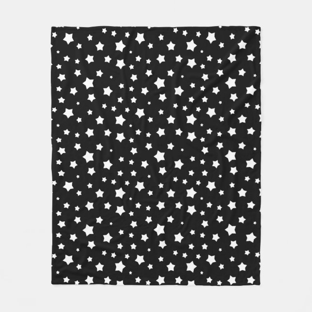 Black and white stars pattern fleece blanket (Front)