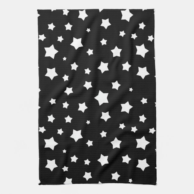 Black and white stars pattern kitchen towel (Vertical)