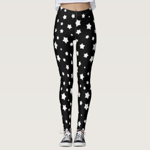 Black and white stars pattern leggings