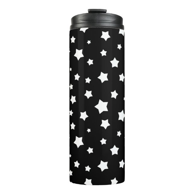 Black and white stars pattern thermal tumbler (Front)