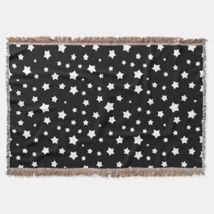 Black and white stars pattern throw blanket