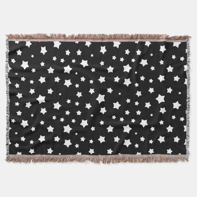 Black and white stars pattern throw blanket (Front)