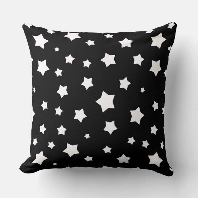 Black and white stars pattern throw pillow (Front)