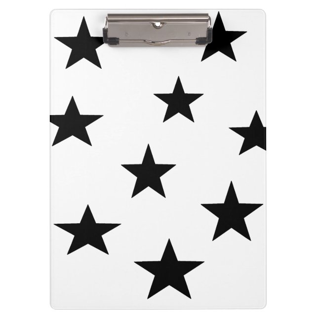 Black and White Stars Personalized Clipboard (Front)
