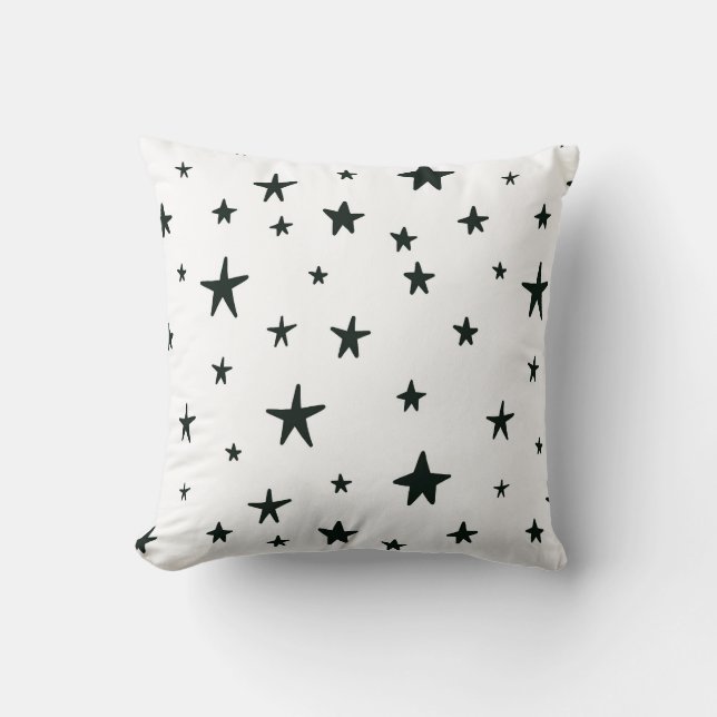 Black and White Stars Pillow (Front)