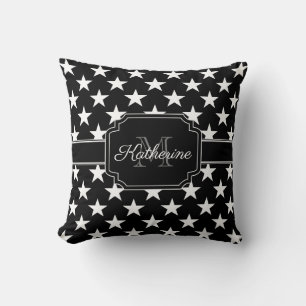 Black and White Stars Throw Pillow