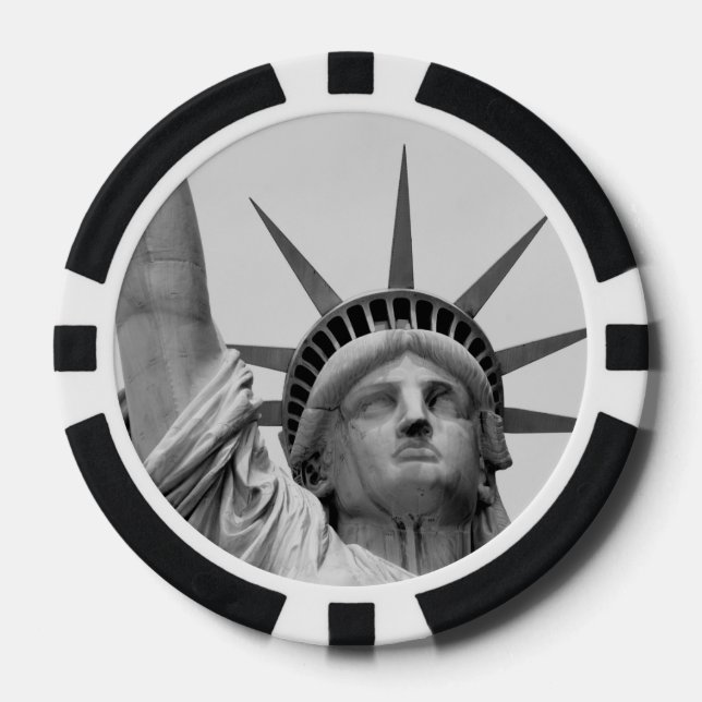 Black and White Statue of Liberty Poker Chips (Front)