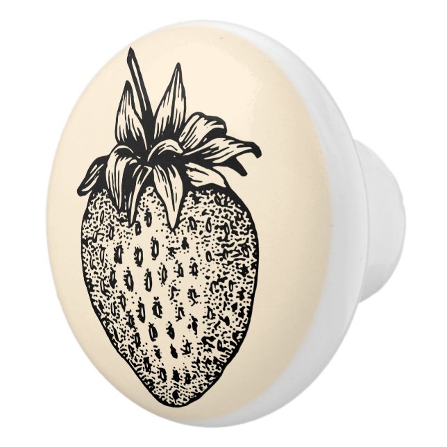 Black and White Strawberry Cabinet Drawer Makeover Ceramic Knob (Right)