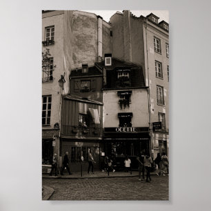black and white street photography in paris poster