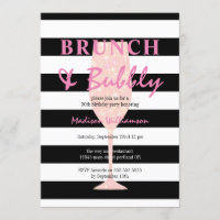 Black and White Strip | Pink Champagne Birthday