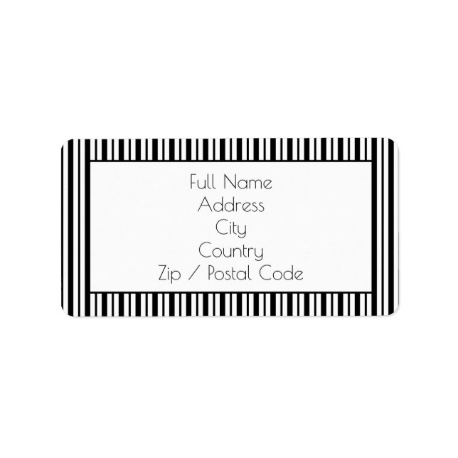 Black and White Stripe Address Sticker Labels (Front)