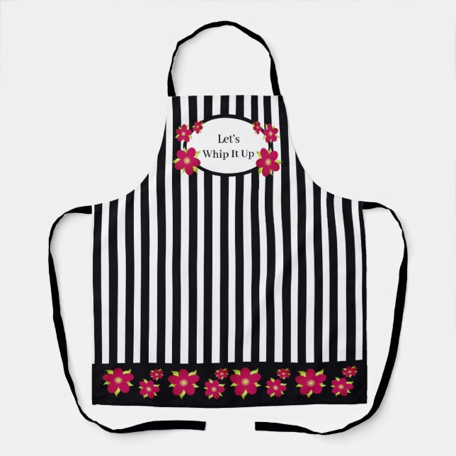 Black and White Stripe Apron (Front)