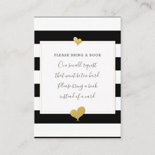 Black and White Stripe Baby Shower Book Request Enclosure Card
