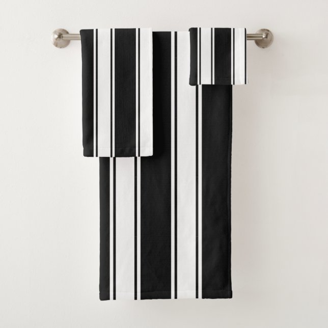 Black And White Stripe  Bath Towel Set (Insitu)