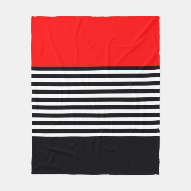 Black And White Stripe Fleece Blanket (Front)